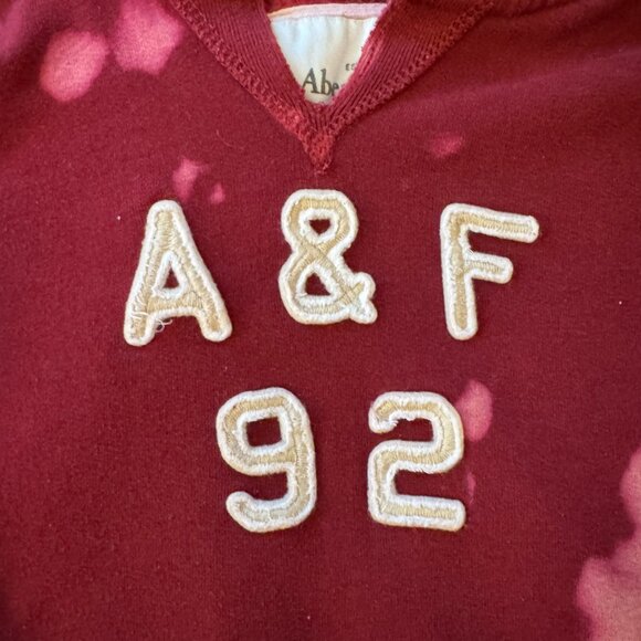 Rare A&F Abercrombie & Fitch Tie Dye Burgundy Red Hoodie Sweatshirt - Picture 2 of 4